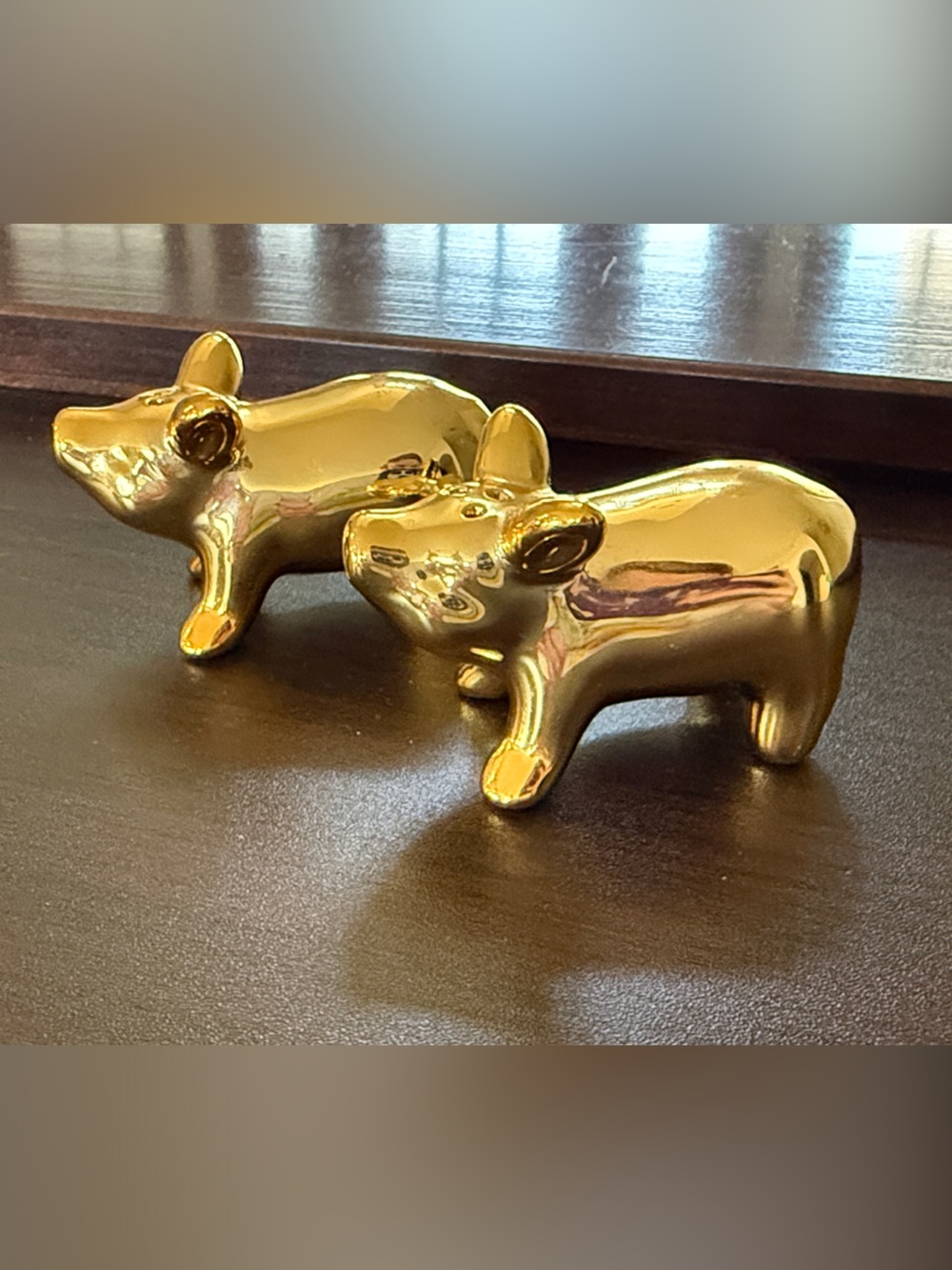 Gold Ceramic Pig Salt & Pepper Shakers